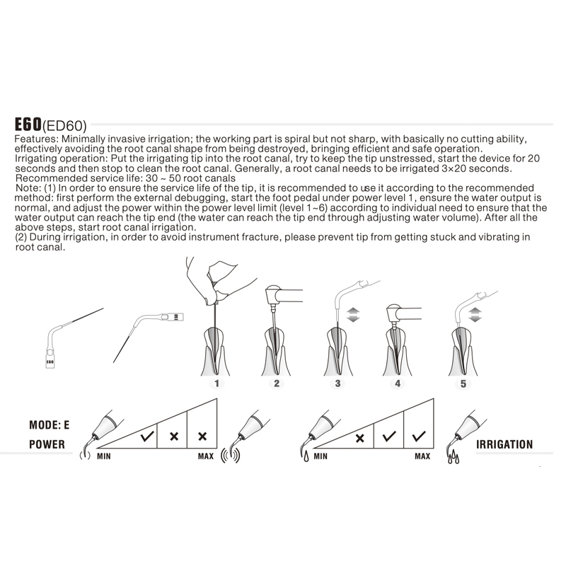 Punta ultrasonidos Woodpecker E60 compatible EMS | Endo