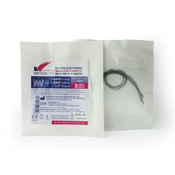 Coil Niti Abierto Ø: .010" Ø: .032" L:7" Light 3uds.