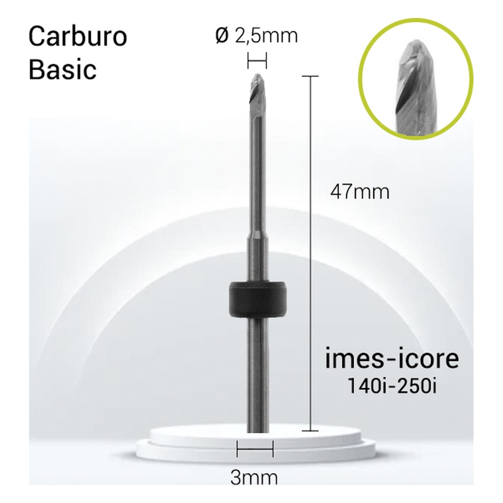 Carburo 3mm para Zirconio, PMMA,PEEK, II3-J12-025