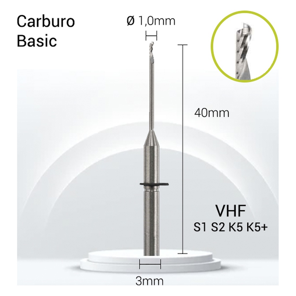 Carburo 3mm para PMMA,PEEK V3-J10-010