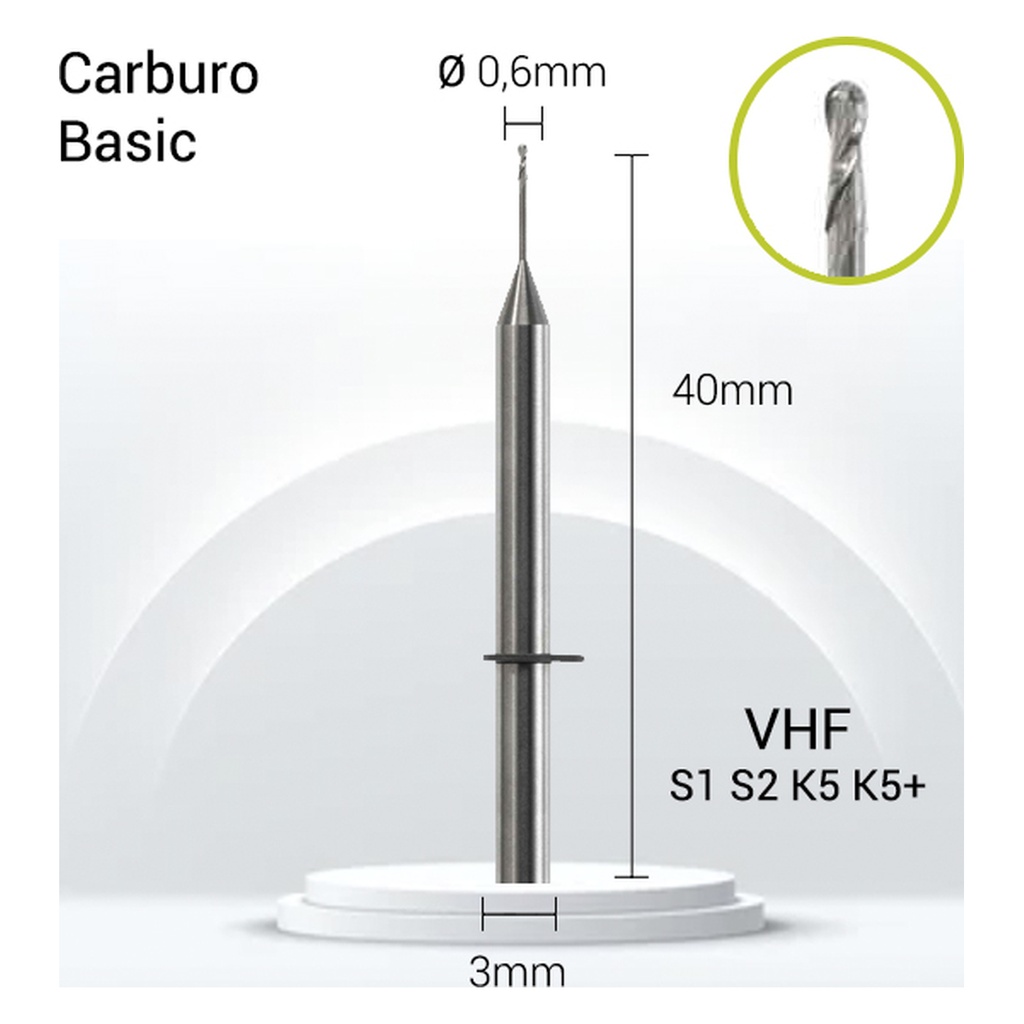 Carburo 3mm para PMMA,Composite V3-J20-006
