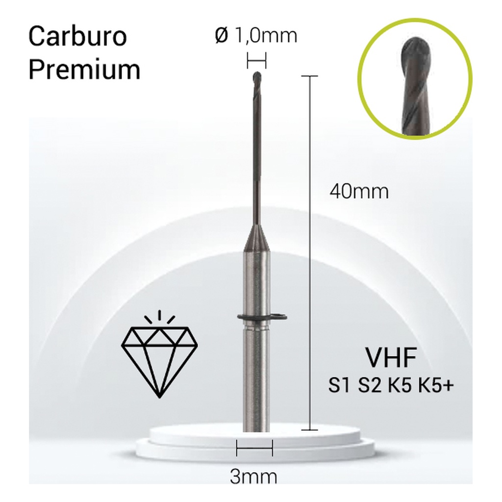 Carburo 3mm para PMMA,PEEK V3-J23-010