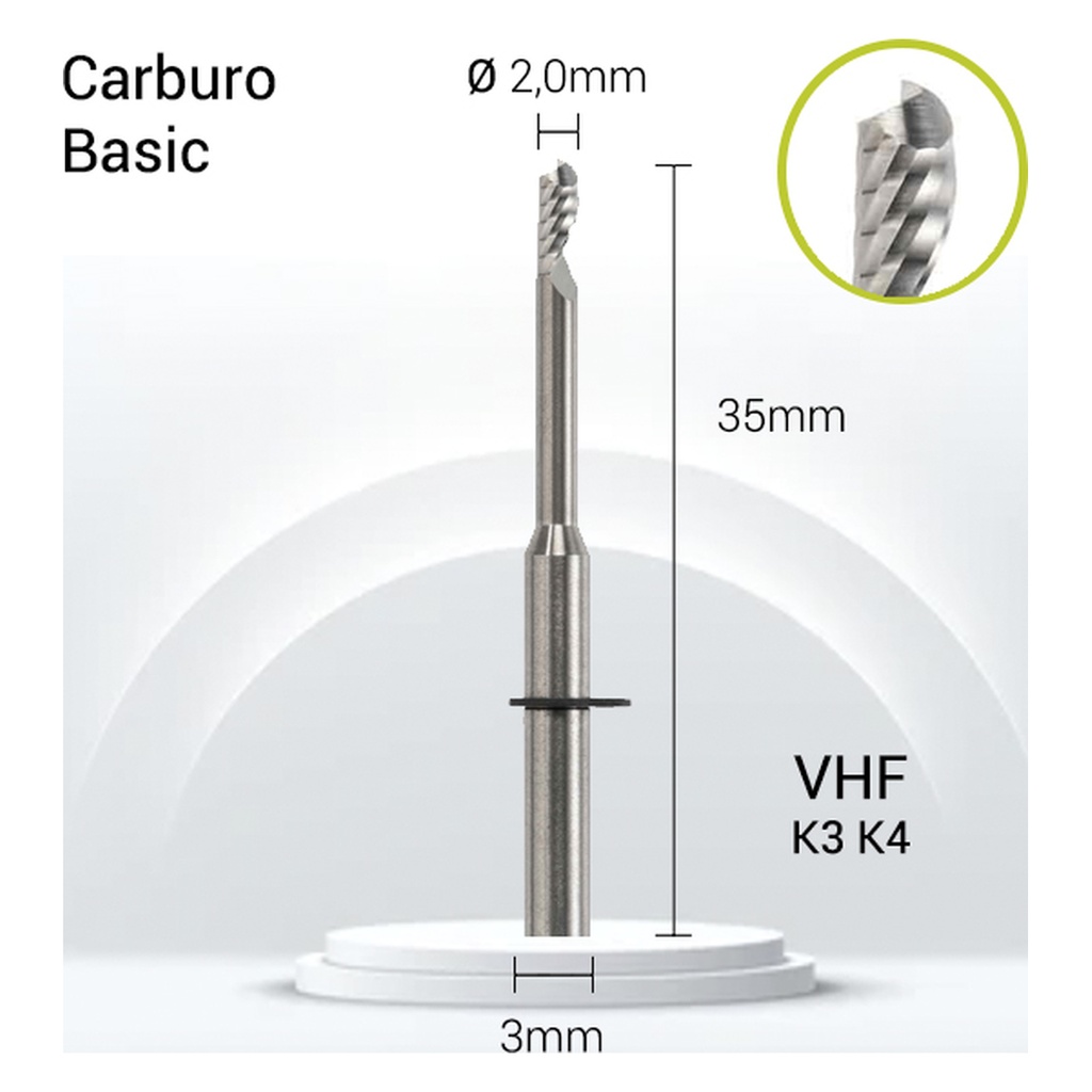 Carburo 3mm para PMMA VH3-J10-020