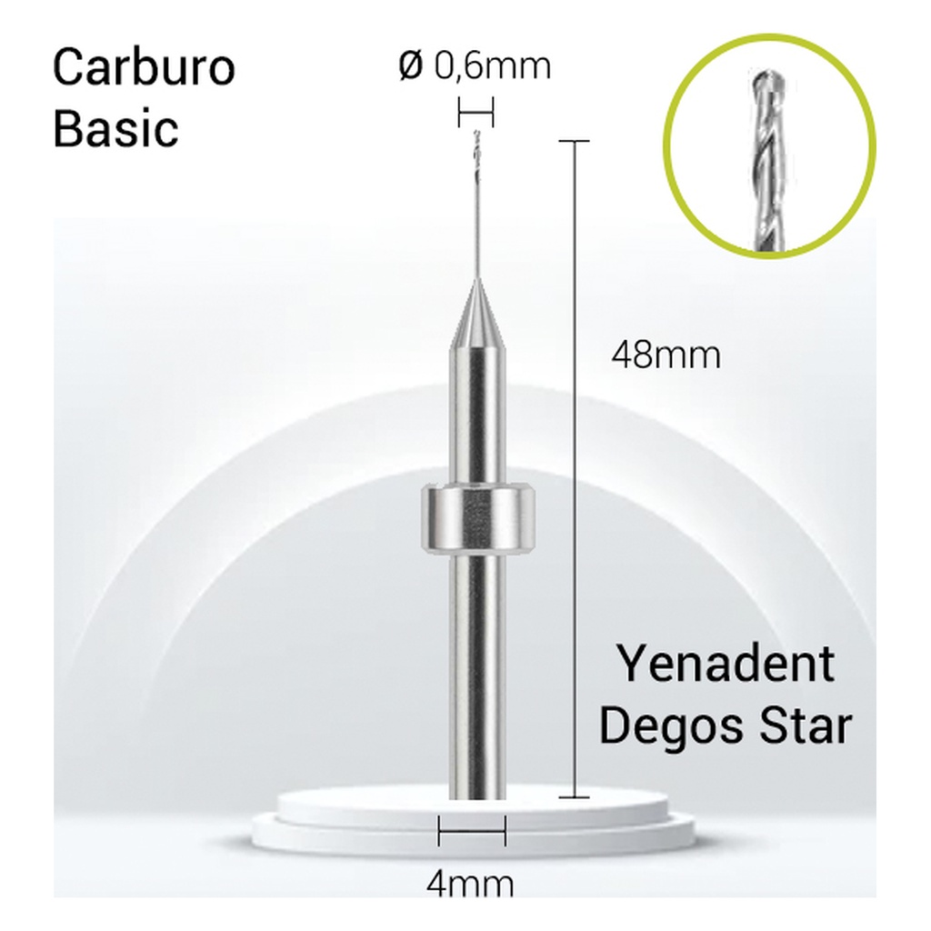 Carburo 3mm para Zirconio, PMMA Y4-J20-006
