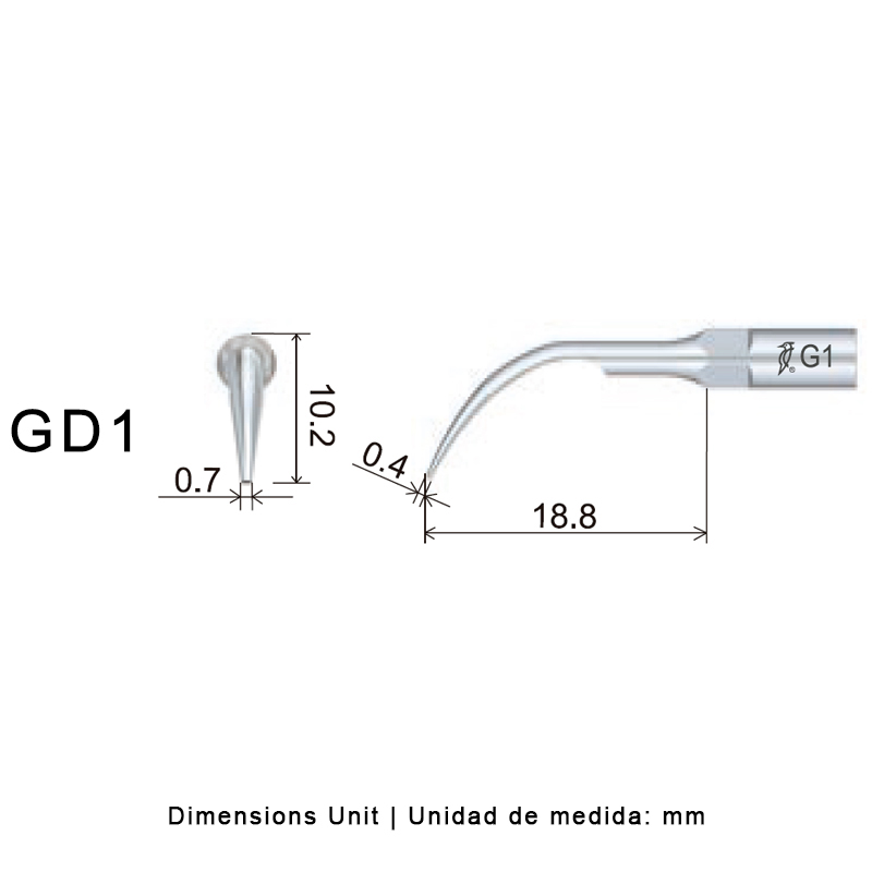 Punta ultrasonidos Woodpecker GD1 compatible Satelec | Profilaxis