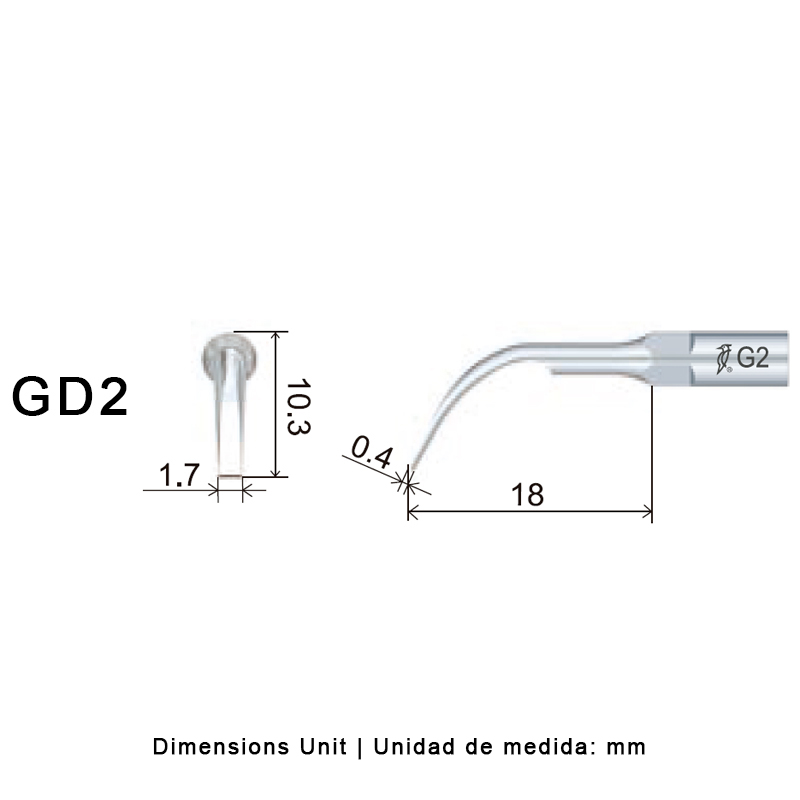 Punta ultrasonidos Woodpecker GD2 compatible Satelec | Profilaxis