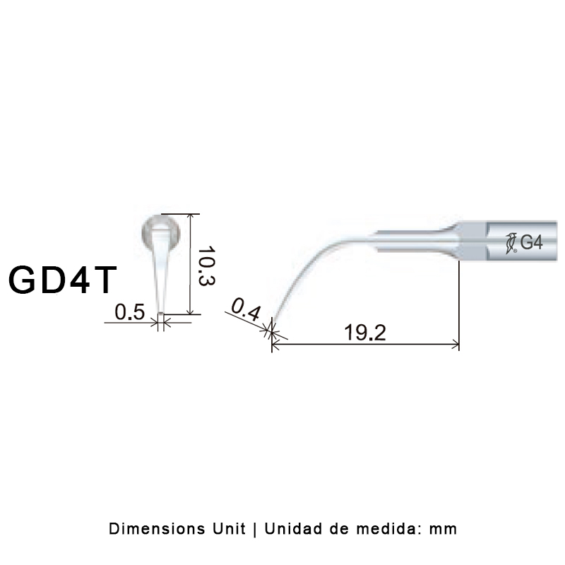 Punta ultrasonidos Woodpecker GD4T compatible Satelec | Profilaxis Tratamiento Titanio