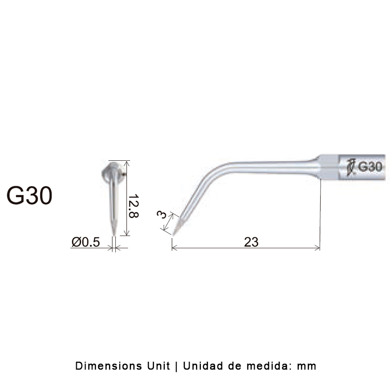 Punta ultrasonidos Woodpecker G30 compatible EMS | Profilaxis, Tallado Diamantada