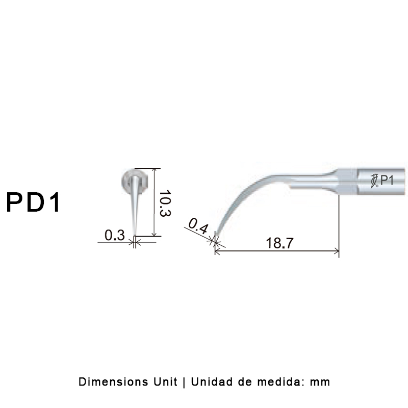 Punta ultrasonidos Woodpecker PD1 compatible Satelec | Perio