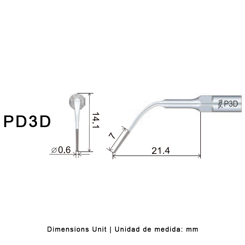 Punta ultrasonidos Woodpecker PD3D compatible Satelec | Perio, Diamantada