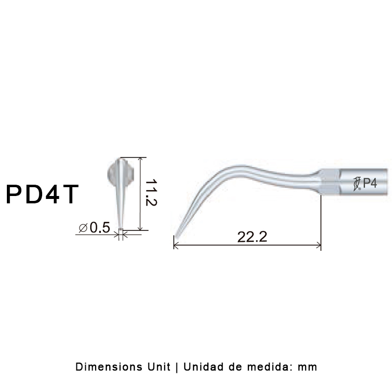 Punta ultrasonidos Woodpecker PD4T compatible Satelec | Perio, Tratamiento Titanio