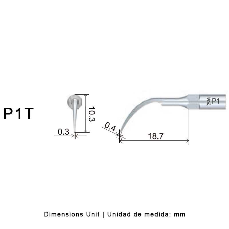 Punta ultrasonidos Woodpecker P1T compatible EMS | Perio, Tratamiento Titanio