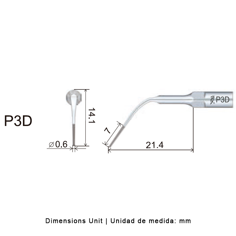 Punta ultrasonidos Woodpecker P3D compatible EMS | Perio, Diamantada