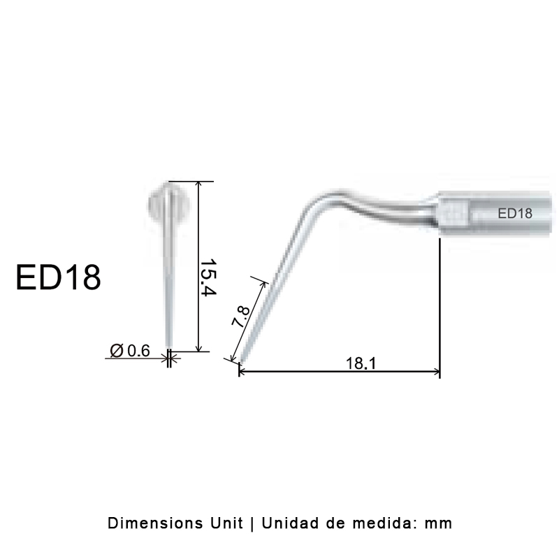 Punta ultrasonidos Woodpecker DTE ED18 compatible SATELEC | Endo