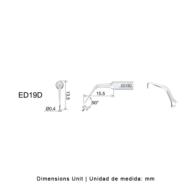 Punta ultrasonidos Woodpecker DTE ED19D compatible Satelec | Endo, Diamantada