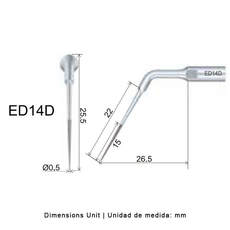 Punta ultrasonidos Woodpecker ED14D compatible Satelec | Endo Diamantada