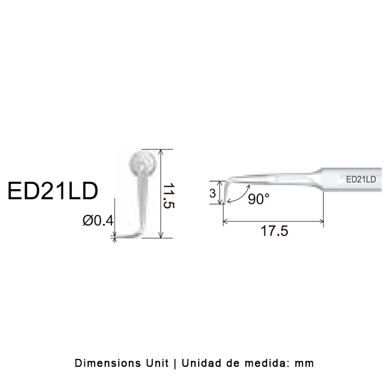 Punta ultrasonidos Woodpecker ED21LD compatible Satelec | Endo Diamantada