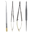 Kit de Microcirugía de 4 Instrumentos (Puntas Curvas)